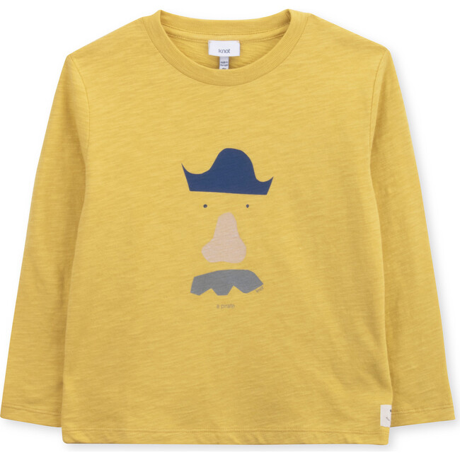 T-Shirt Long Sleeve Organic Cotton Pirate, Yellow - Tees - 1