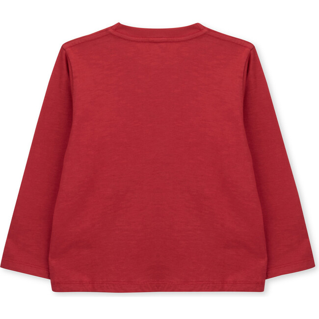 T-Shirt Long Sleeve Organic Cotton Upside Down, Red - T-Shirts - 3