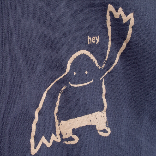Sweatshirt Terry Baby Hey, Blue - Sweatshirts - 2
