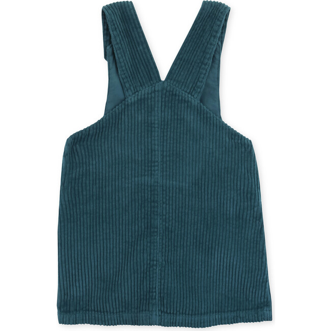 Pinafore Dress Corduroy Saphire, Green - Dresses - 3
