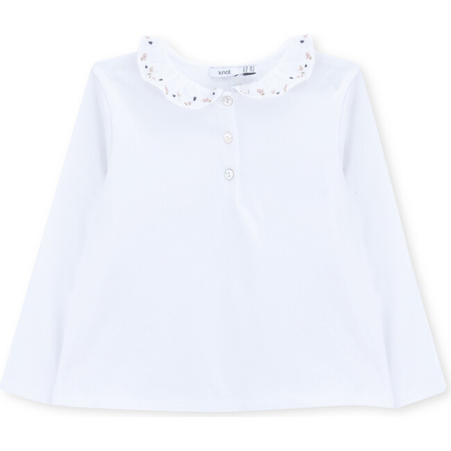 Baby Polo Organic Cotton Flowers, White