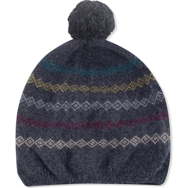 Beanie Knitted Lozenges, Grey