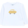 T-Shirt Long Sleeve Baby Organic Cotton A Happy Car, White - Tees - 1 - thumbnail