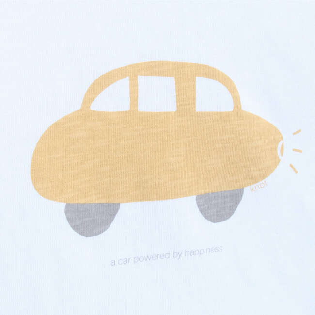 T-Shirt Long Sleeve Baby Organic Cotton A Happy Car, White - Tees - 2