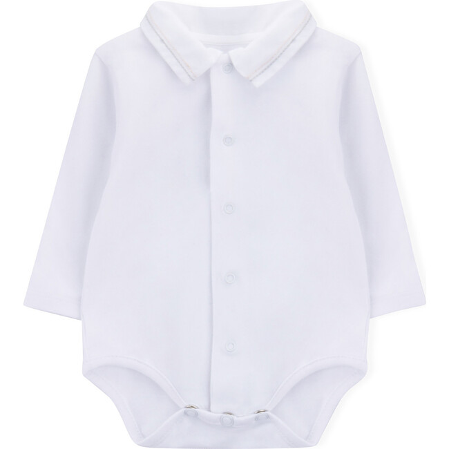 Long Sleeve Body Newborn Two Straight Lines, White