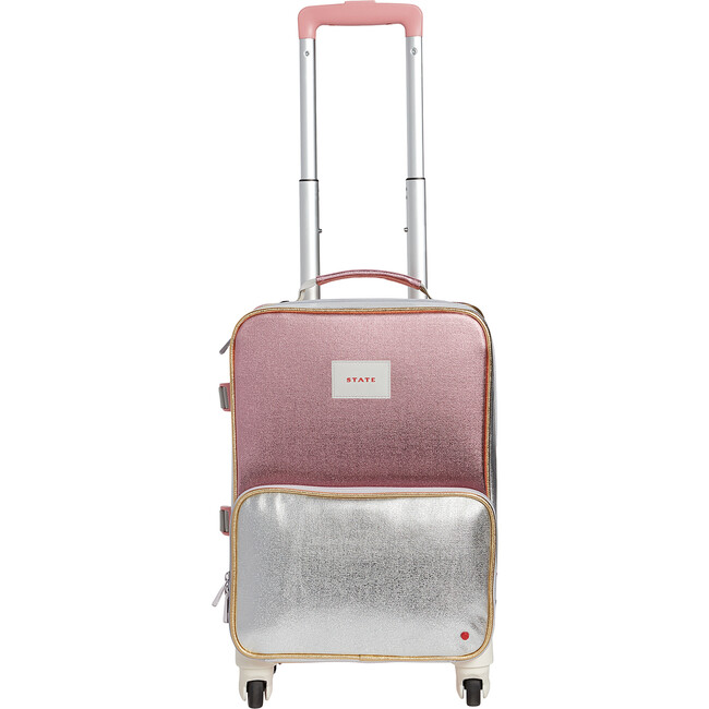 Mini Logan Suitcase, Pink and Silver - Bags - 1 - zoom