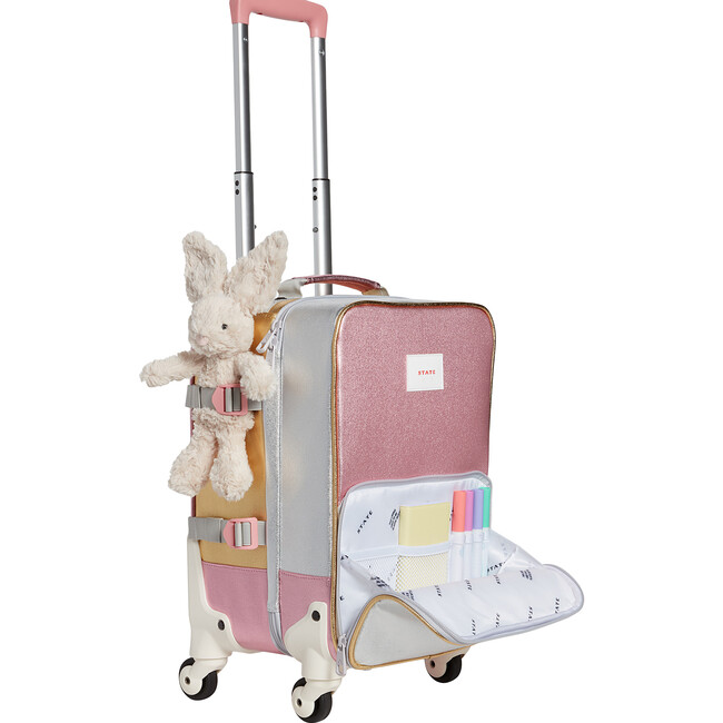 Mini Logan Suitcase, Pink and Silver