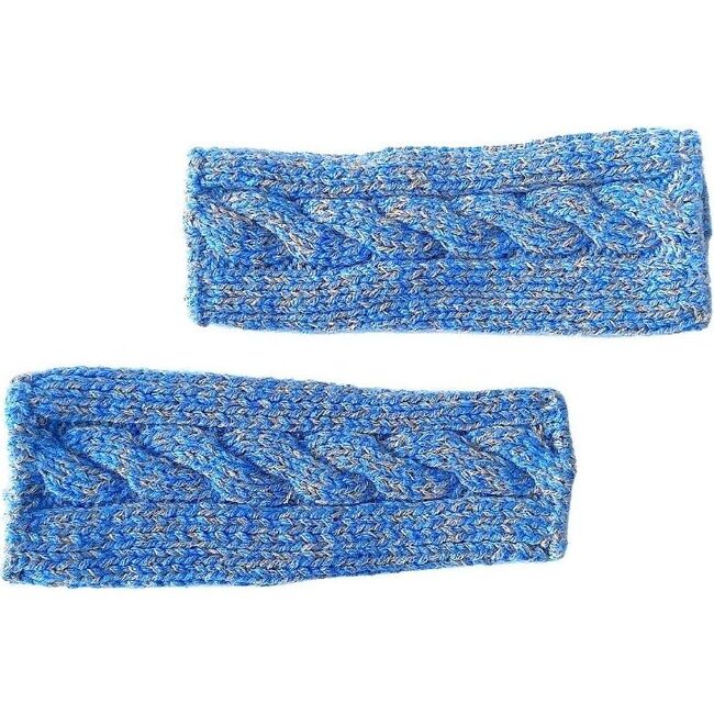 Fingerless Cable Glove, Speckled Blue