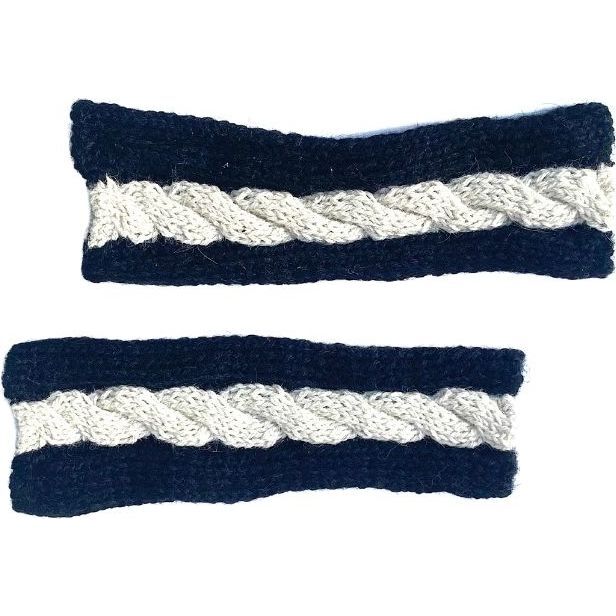 Fingerless Multi Cable Gloves, Black/Ivory - Gloves - 1