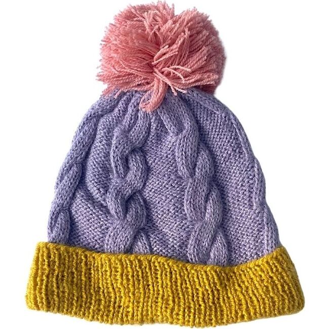 Cable Pom Hat, Lavender - Hats - 1
