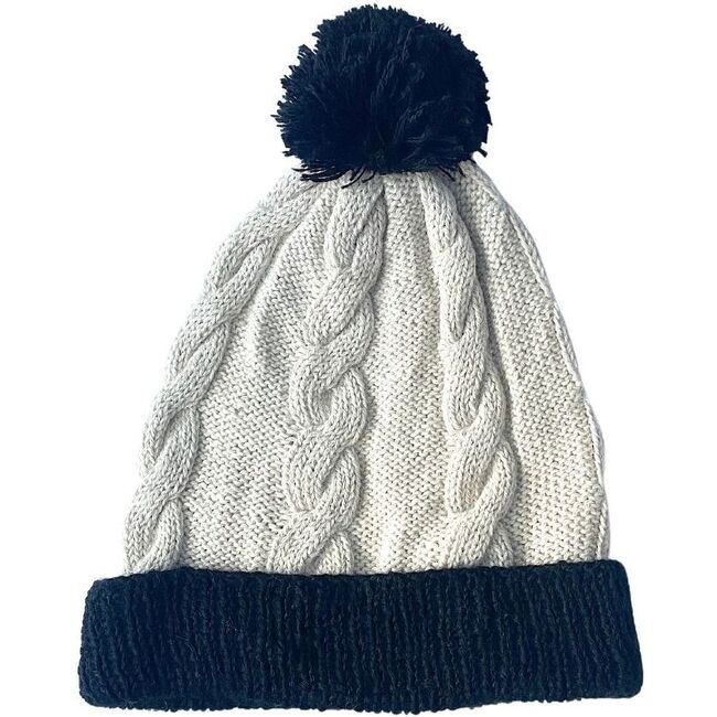 Cable Pom Hat, Ivory - Hats - 1