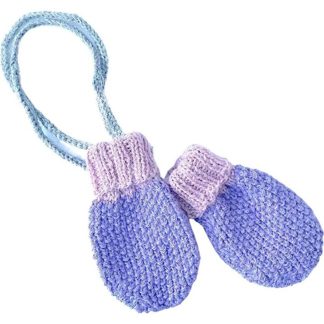 Baby Mittens With String, Lavendar