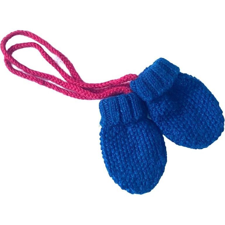 Baby Mittens With String, Blue Azul - Gloves - 1