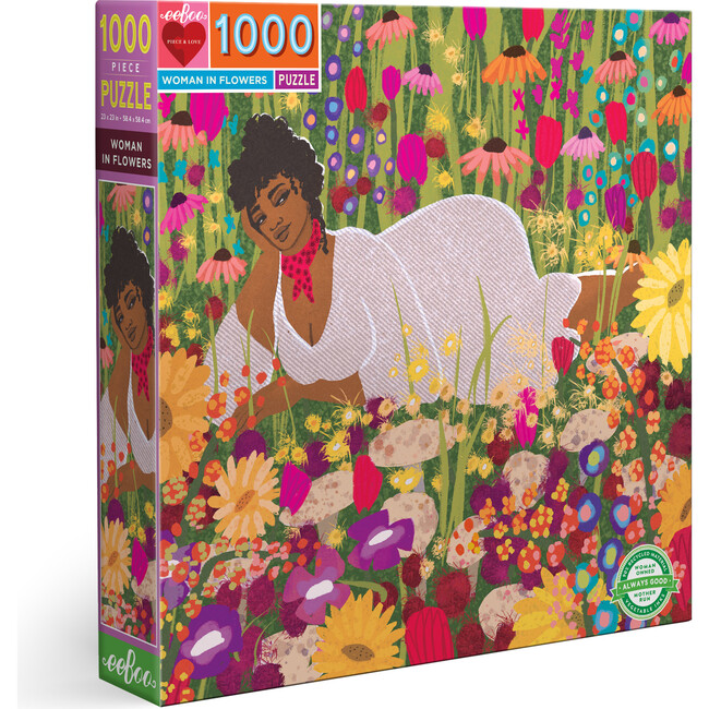 Woman in Flowers 1000 Piece Square Puzzle - Puzzles - 1