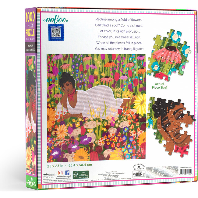 Woman in Flowers 1000 Piece Square Puzzle - Puzzles - 2