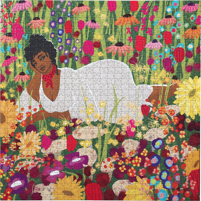 Woman in Flowers 1000 Piece Square Puzzle - Puzzles - 3