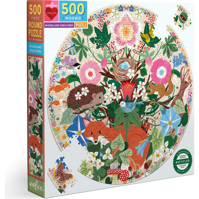 Woodland Creatures 500 Piece Round Puzzle - Wooden Puzzles - 1