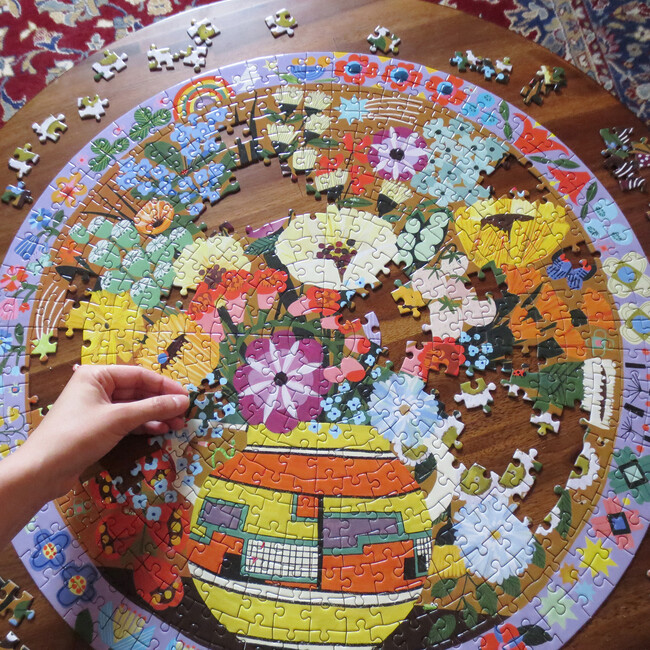 Purple BiRound and Flowers 500 Piece Round Puzzle - Puzzles - 4