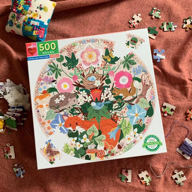 Woodland Creatures 500 Piece Round Puzzle - Wooden Puzzles - 4