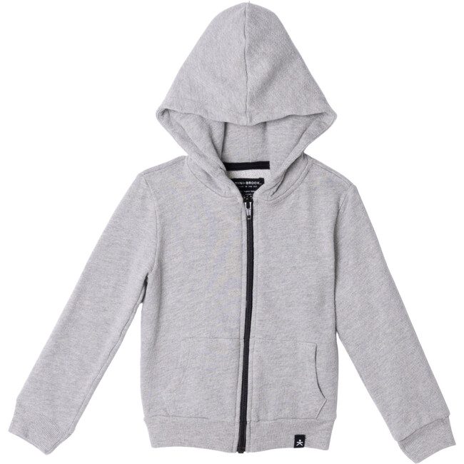 Zip-Up Hooded Jacket, Heather Grey