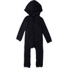 Lush Asymmetric Zip Hooded Romper, Black - Rompers - 1 - thumbnail