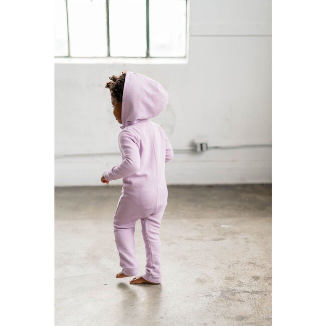 Lush Asymmetric Zip Hooded Romper, Lilac - Rompers - 2