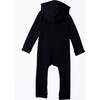 Lush Asymmetric Zip Hooded Romper, Black - Rompers - 3