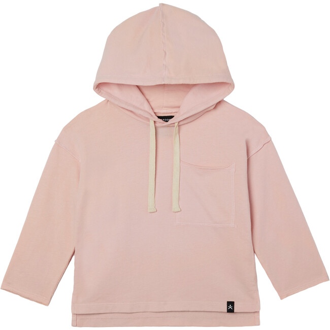 Drop Shoulder Hooded Pullover, Just Pink
