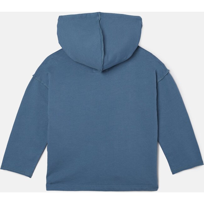 Drop Shoulder Hooded Pullover, Dusty Navy - Sweatshirts - 3