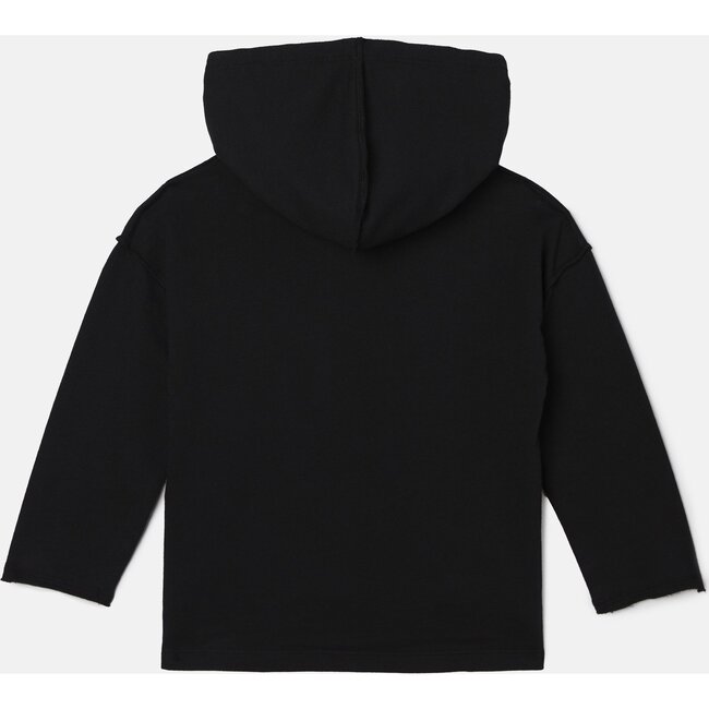 Drop Shoulder Hooded Pullover, Black - Sweatshirts - 3