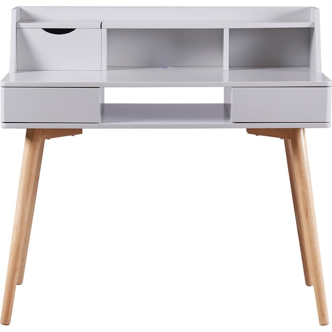 Creativo Wooden Writing Desk with Storage, Light Gray/Natural - Desks - 3