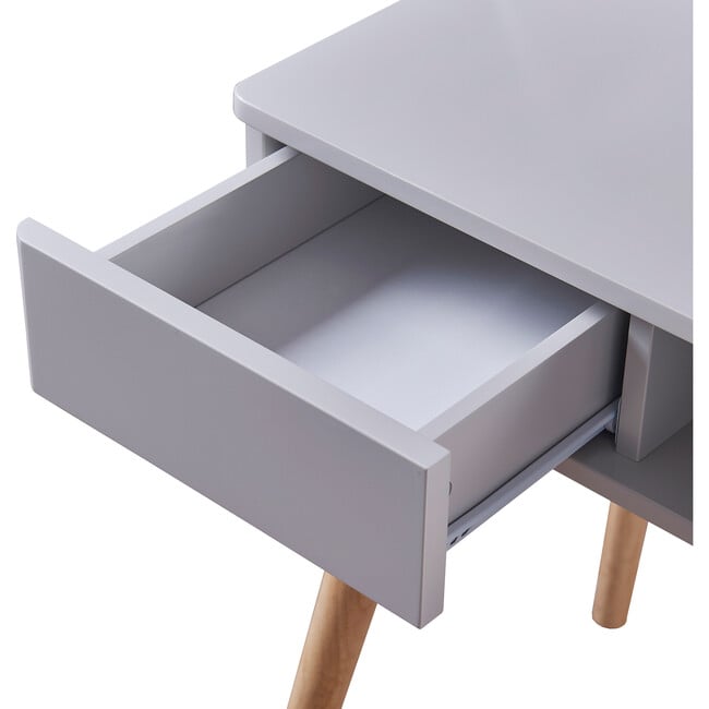 Creativo Wooden Writing Desk with Storage, Light Gray/Natural - Desks - 4