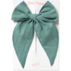 Oversized Embroidered Stripe Claire Bow, Teal - Bows - 1 - thumbnail