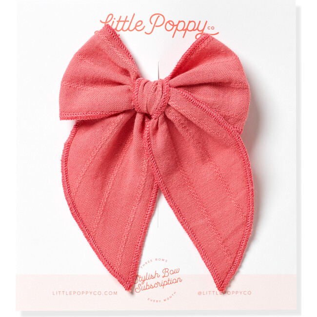 Original Embroidered Stripe Claire Bow, Antique Coral - Bows - 1