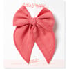 Original Embroidered Stripe Claire Bow, Antique Coral - Bows - 1 - thumbnail
