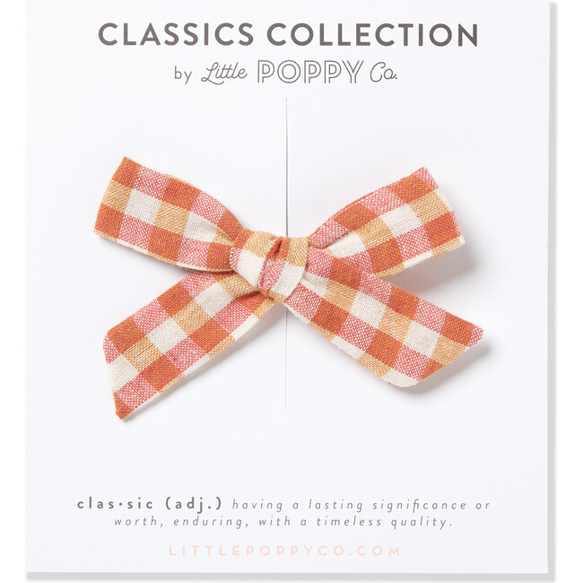 Orange Gingham Original Clip Bow, Orange