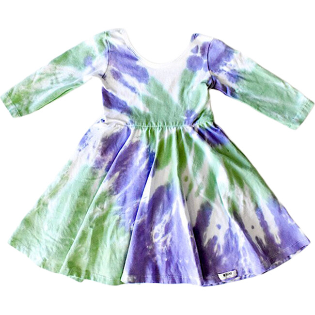 Twirly Dress, Purple & Green Tie Dye - Dresses - 1
