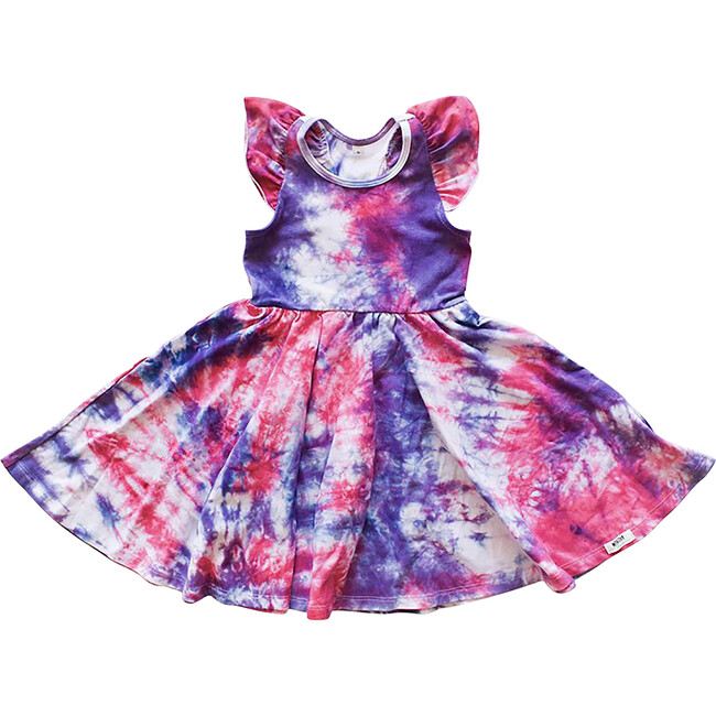 Twirly Swing Dress, Pink & Purple Tie Dye - Dresses - 1