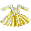 Embroidered Twirly Dress, Yellow Tie Dye - Dresses - 1 - thumbnail
