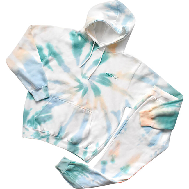 Embroidered Adult Mama Hoodie, Sea & Ivory - Sweatshirts - 3