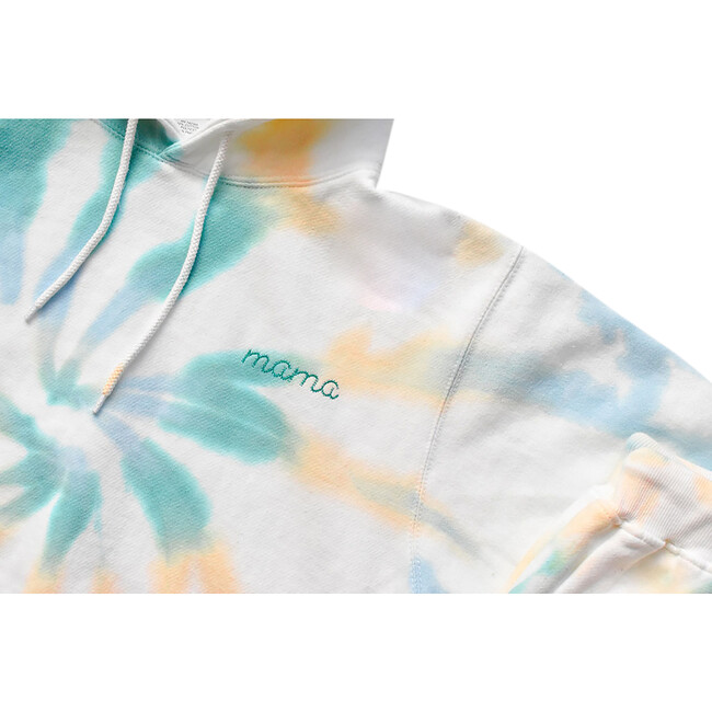 Embroidered Adult Mama Hoodie, Sea & Ivory - Sweatshirts - 4