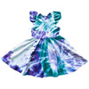 Ruffle Twirly Tie Dye Dress, Blue & Purple - Dresses - 1 - thumbnail
