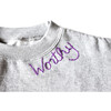 Adult Embroidered Worthy Crew Neck, Grey & Purple - Sweatshirts - 2