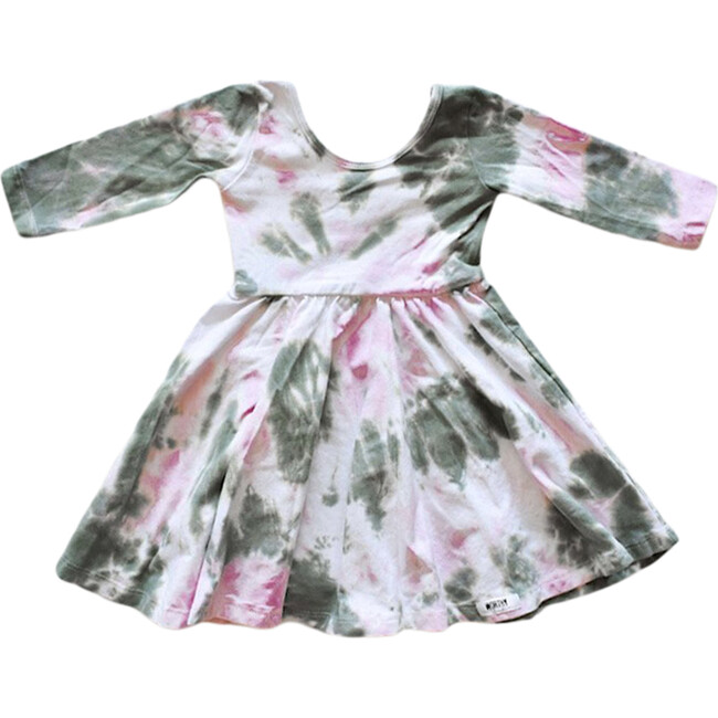 Twirly Dress, Olive & Pink Tie Dye - Dresses - 1