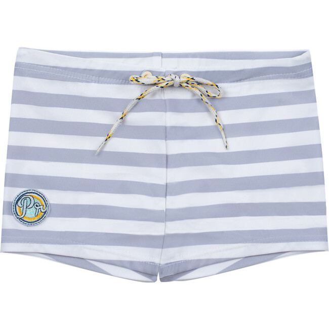 Kael Striped Swim Shorts, Pale Grey