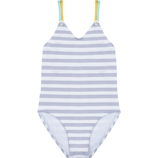 Lisa One Piece Striped Swimsuit, Pale Grey