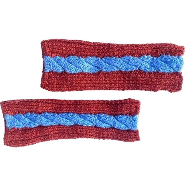 Women's Fingerless Multi Cable Gloves Rust/Sky - Gloves - 1
