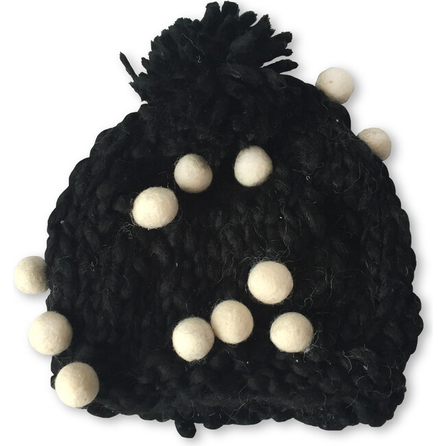Women's Nepal Pom Hat, Black/Ivory - Gloves - 1