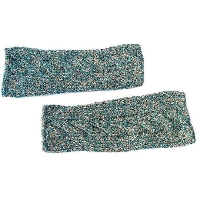 Men's Fingerless Cable Speckled Gloves, Emerald