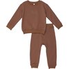 Pouf Embroidered Sweatsuit, Brown - Onesies - 1 - thumbnail